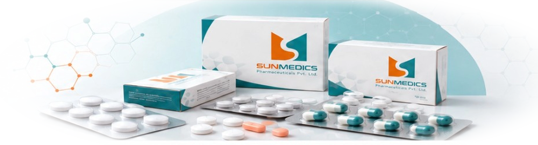 Sunmedics pharmaceutical product pack illustrations
