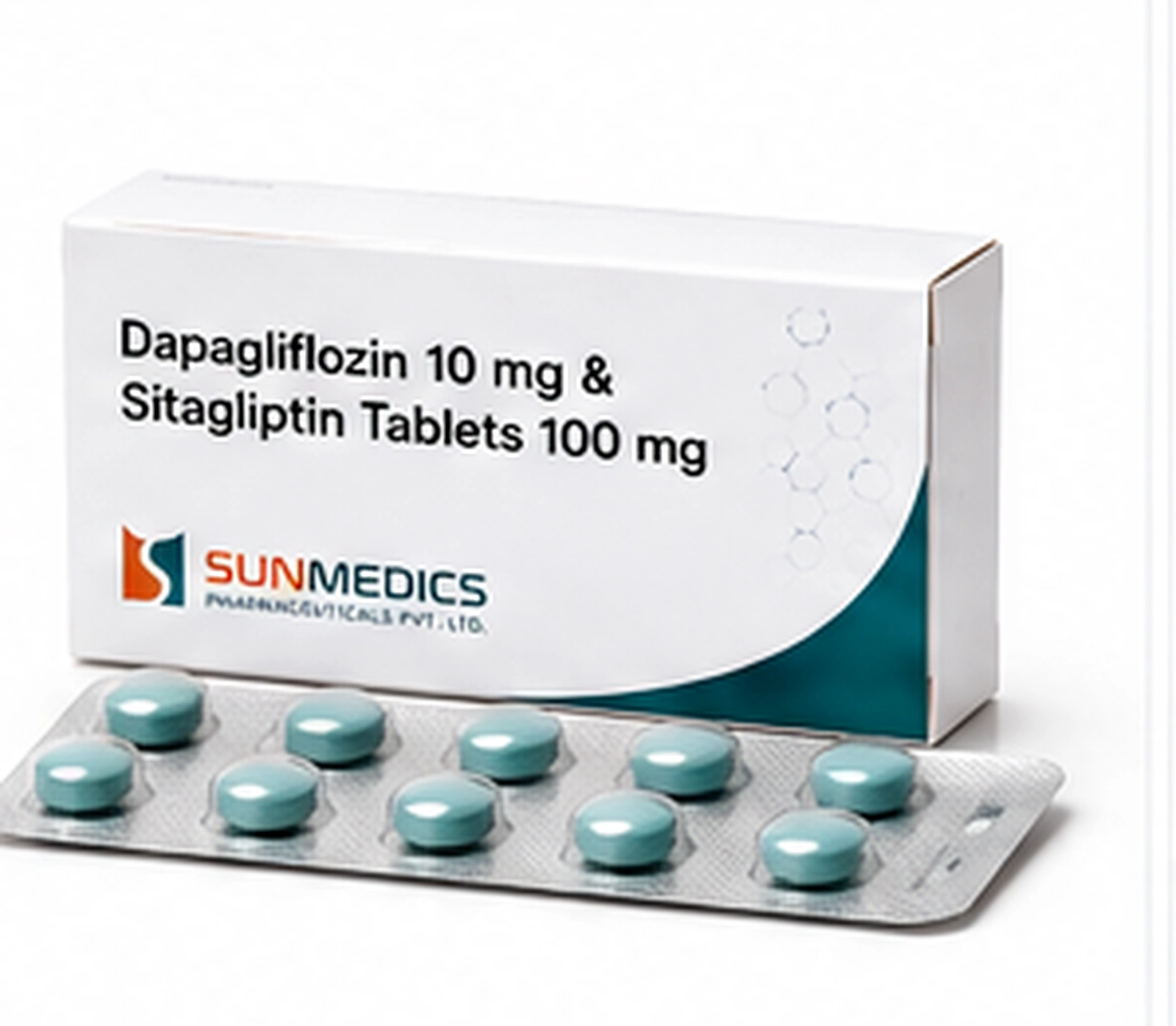 Dapagliflozin 10 mg + Sitagliptin 100 mg product pack illustration