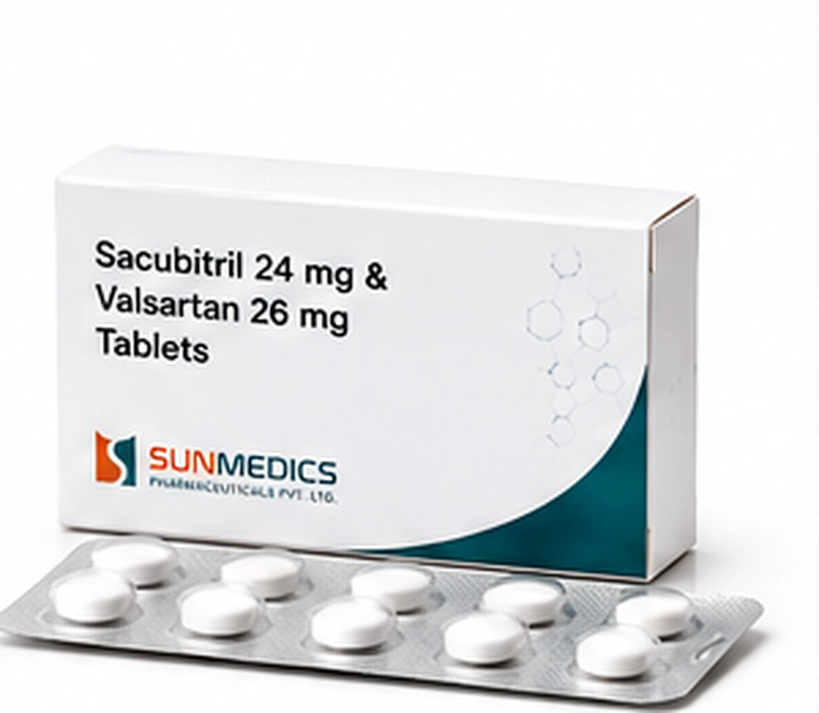 Sacubitril 24 mg + Valsartan 26 mg product pack illustration