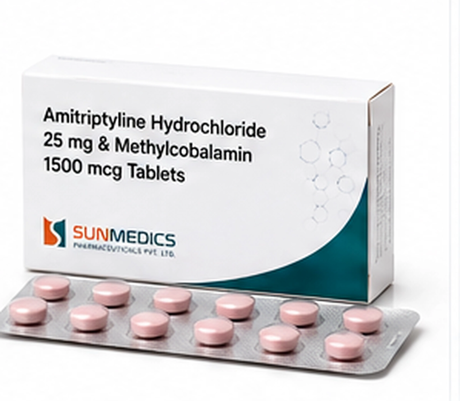 Amitriptyline Hydrochloride 25 mg + Methylcobalamin 1500 mcg product pack illustration