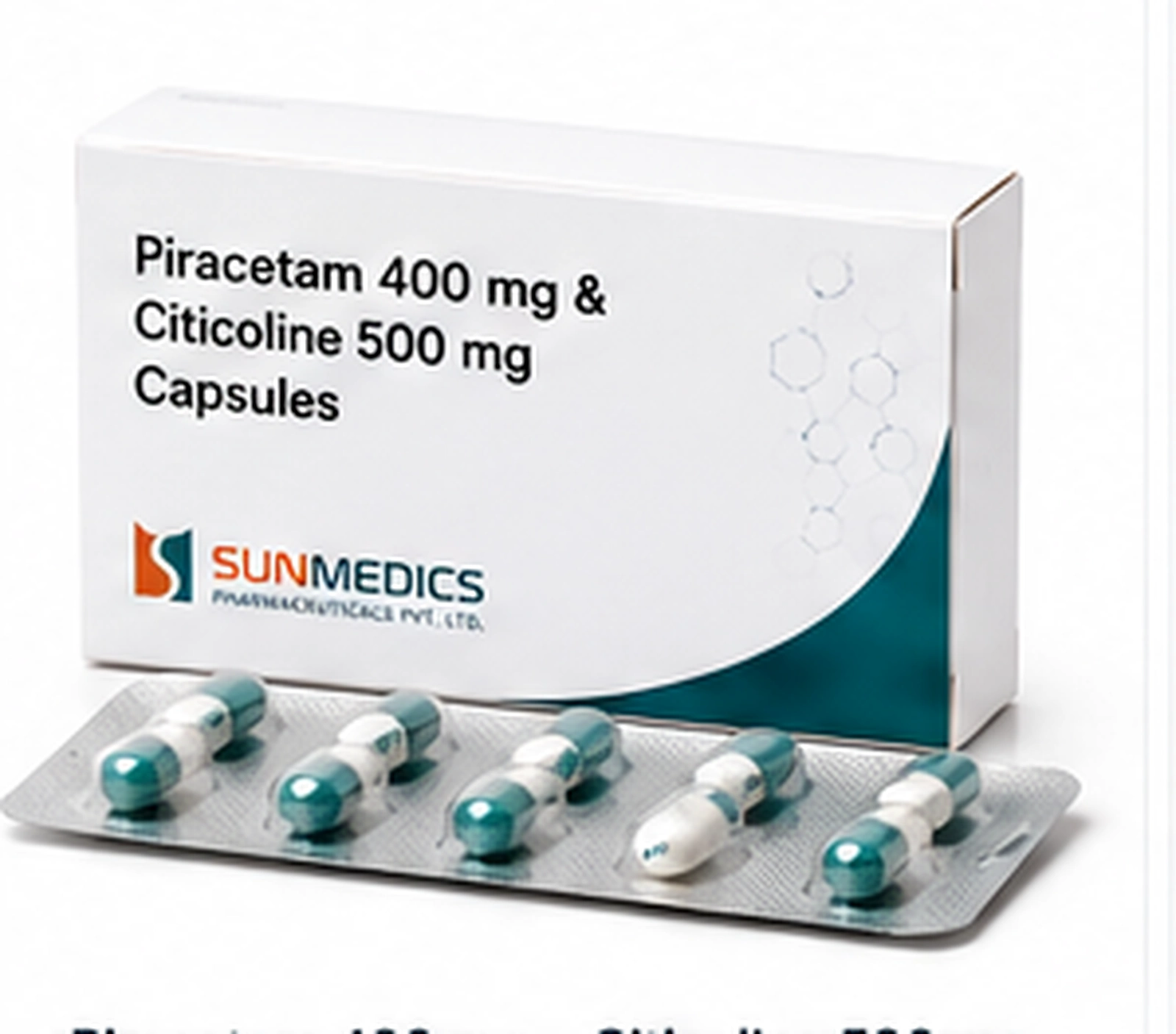 Piracetam 400 mg + Citicoline 500 mg product pack illustration